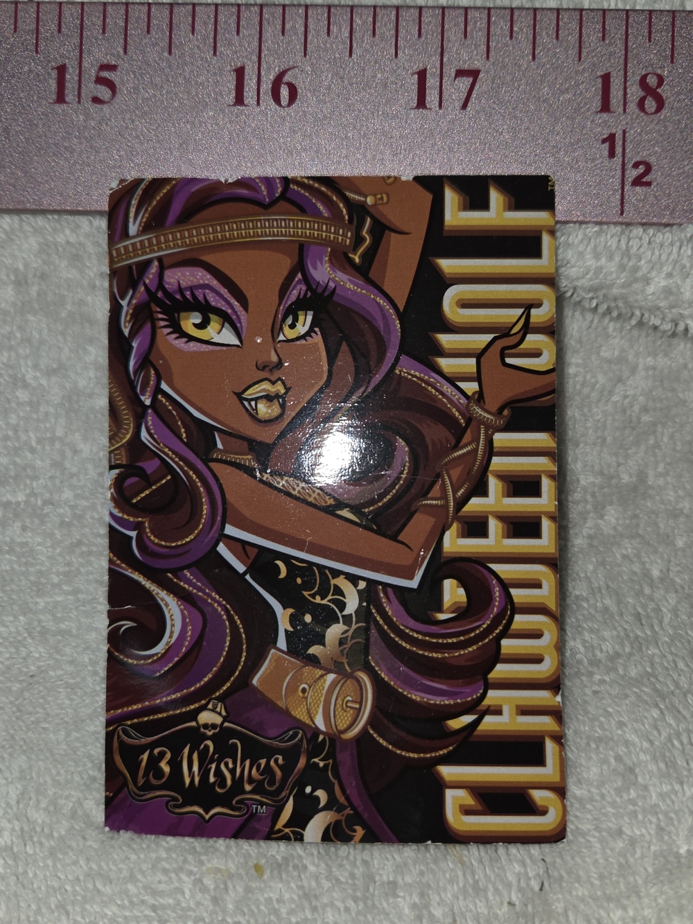 Mattel Monster High Clawdeen 13 Wishes Colorful Character Card - Blue & Purple